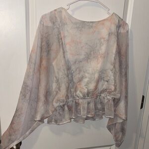 Gilli Gray and Pink Sheer Blouse